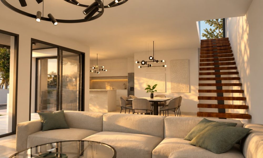 Golden-Hour Minimalist Open-Plan Interior Golden-Hour Minimalist Open-Plan Interior